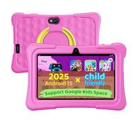Kids Tablet, 7 inch Android 15 Tablet for Kids, 8GB+32GB 1TB Expand, Quad-Core Toddler Tablets with Shockproof Case, BT5.0, WiFi 5, Parental Control, Games, Dual Camera (Pink)