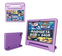 Kids Tablet 8GB+64GB, 10 Inch Android 14 Tablet for Kids 6000mAh with Case, WiFi 6, Bth 5.2, Dual Camera, GPS Pre-Installed Parental Controls, Kids Space & Family Link Great Gift for Toddler Children