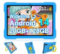 Kids Tablet Android 14 Tablet, 2024 Newest 10.1 inch Tablets, 20GB+128GB/1TB Expandable, Android Tablets with WiFi 6, Octa-Core, Parental Control, Dual Camera, Bluetooth 5.0, Tablet EVA Case - Blue