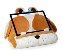 Kids Tablet Stand & Children Book Holder Pillow | Cuddly Reader Soft Plush Reading Cushion for Lap & Bed with Storage Pocket for iPad Stand, iPad Holder, Kindle & Bedtime Stories - Dog