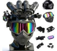 Kids Tactical Helmet Set with Mask 4-Eye NVG Dummy Model Flashlight Goggles | Modular Adjustable Gear Durable ABS, for paintball, CS gaming & roleplay fun