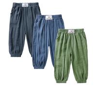 Kids Tales 3 Pack Toddler Baby Harem Trousers Soft Rayon from Bamboo Elastic Waist Harem Pants Spring Summer Autumn
