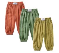 Kids Tales 3 Pack Toddler Baby Harem Trousers Soft Rayon from Bamboo Elastic Waist Harem Pants Spring Summer Autumn