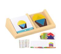 Kids Tangram Puzzle Set - Interactive Shape Learning Game | Wooden Blocks with Design Templates, Cognitive Development Toy for Preschool and Elementary Age Children 5.51 x 2.60 x 1.18in