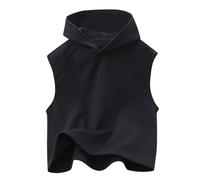 Kids Tank Tops Undershirts Hoodie Sleeveless Shirts for Boys Girls Summer Tee Cheer Midriff Top for Girls Black