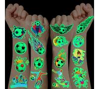 Kids Tattoos Boys,100+ PCS Temporary Tattoos Football Party Bags Fillers Glow in The Dark Stickers Football Tattoos for Kids Party Favours Toys for 3 4 5 6 7 8 9 10 11 12 Year Old Boys Girls Gifts