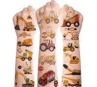 Kids Tattoos Boys, 8 Sheets Excavator Tattoos, Cool Vehicle Construction Digger Firetruck Tractor Temporary Tattoos, Children Stickers for Boys Car Birthday Gift Party Bag Filler
