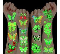 Kids Tattoos for Girls,10 Sheets Temporary Tattoos for Kids Glow in The Dark Stickers for Children Party Bags Fillers Fake Tattoos 3 4 5 6 7 8 9 10 11 12 Year Old Girls Gifts Butterfly Decorations