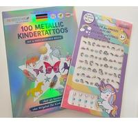 Kids Tattoos + Nail Stickers: 100 Metallic Tattoos of Animals and Mythical Creatures, 72 Self Adhesive Stickers and 24 Rhinestone Nail Stickers, Perfect as Gifts for Girls on Birthday or Children's