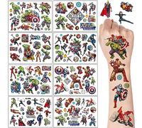 Kids Tattoos Set 8 Sheets,Avenger Superhero Temporary Tattoos for Kids,Waterproof Childrens Cartoon Marvel Fake Tattoo for Children's Birthday Party Bag Filler Birthday Gifts Party Decorations