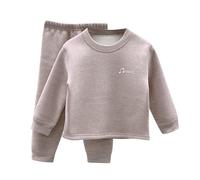 Kids Teddy Fleece Pyjamas Sets, Girls Boys Winter Warm Plush Lined Music Pullover & Bottoms Loungewear Fluffy Pjs Nightwear Winter Outfit Pajamas Outfits Clothing Khaki 7 Years