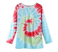 Kids Tee Tunic Tops Loose Button Blouse T Shirt Tie Dyed Sleeve Long Girls Casual Front Casual Knot Girls Tops Little Girls Tops and Pants Set Red
