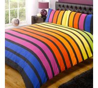 Soho Strip Polycotton Duvet Set With Pillowcase Rapport Home Multi Single