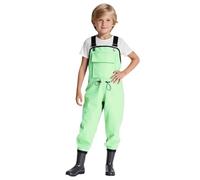 Kids Teens Fishing Waders Boys Girls Waterproof Chest Waders with Pockets Mud Overalls Lightweight Wellies Cute Cartoon Outdoor 2026 Hunting Wader with Rain Boots (Light Green, 7.5-8years)