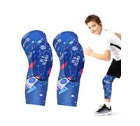 Kids & Teens Space-Themed Compression Knee Sleeves - Knee Support for Boys & Girls | Protective Gear for Basketball, Wrestling, Soccer