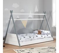 Kids Teepee Single Bed - White and Grey - Wood - 3ft - Happy Beds