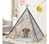 Kids Teepee Tent Indoor, Foldable Kids Play Tent, Easy to Assemble Tipi Tent for Kids with Wooden Poles, Portable Children’s Playhouse for Bedroom, Sleepover, Garden & Outdoor (18,1.35M)