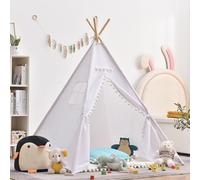Kids Teepee Tent Indoor, Foldable Kids Play Tent, Easy to Assemble Tipi Tent for Kids with Wooden Poles, Portable Children’s Playhouse for Bedroom, Sleepover, Garden & Outdoor (7,1.1M)