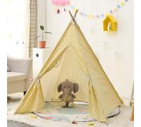 Kids Teepee Tent Indoor, Foldable Kids Play Tent, Easy to Assemble Tipi Tent for Kids with Wooden Poles, Portable Children’s Playhouse for Bedroom, Sleepover, Garden & Outdoor (21,1.6M)