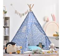 Kids Teepee Tent Indoor, Foldable Kids Play Tent, Easy to Assemble Tipi Tent for Kids with Wooden Poles, Portable Children’s Playhouse for Bedroom, Sleepover, Garden & Outdoor (17,1.1M)