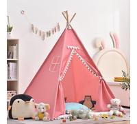 Kids Teepee Tent Indoor, Foldable Kids Play Tent, Easy to Assemble Tipi Tent for Kids with Wooden Poles, Portable Children’s Playhouse for Bedroom, Sleepover, Garden & Outdoor (8,1.8M)