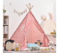 Kids Teepee Tent Indoor, Foldable Kids Play Tent, Easy to Assemble Tipi Tent for Kids with Wooden Poles, Portable Children’s Playhouse for Bedroom, Sleepover, Garden & Outdoor (15,1.8M)