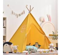 Kids Teepee Tent Indoor, Foldable Kids Play Tent, Easy to Assemble Tipi Tent for Kids with Wooden Poles, Portable Children’s Playhouse for Bedroom, Sleepover, Garden & Outdoor (4,1.1M)