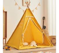 Kids Teepee Tent, Tent for Kids, Foldable Sleepover Tent with Window, Easy to Assemble Indoor & Outdoor Tents for Kids, Garden Beach Canvas Playhouse (F, 1.1CM)