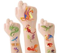 Kids Temporary Tattoos Stickers Dragon - 200+ Waterproof Long Lasting Fake Tattoos Arms Shoulders Chest Decorations Kit For Girls Boys Birthday Cartoon Dragon Party Bag Fillers Tattoo Supplies Favor