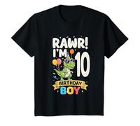 Kids Ten 10th Birthday Rawr Dinosaur 10 Year Old Birthday Boy T-Shirt
