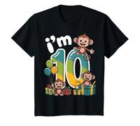 Kids Ten 10yr 10th Birthday Monkey Party Jungle 10 Year Old Boys T-Shirt