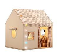 Kids Tent Indoor & Outdoor, Breathable Play with Door and Window Foldable tent Playhouse, with Removable Metal Support for Boys Girls, Neutral Color Play Roo Khaki 120*105*128cm（47.2×41.3×50.4 Inch）