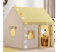 Kids Tent Indoor with Light, 47x41x50 Inch Breathable Play Tent with Door Window, Removable Metal Support Kids Playhouse for 3-4 Person