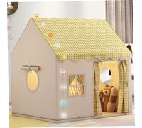 Kids Tent Indoor with Light, 47x41x50 Inch Breathable Play Tent with Door Window, Removable Metal Support Kids Playhouse for 3-4 Person Party Favour