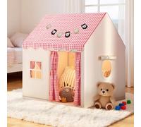Kids Tent Playhouse, Play Tent for Girls, Princess Play Tent for Indoor Outdoor with Flags, Breathable Windows and Doors for 1-6 Year Girls Boys, Can Hold 3-4 Kids