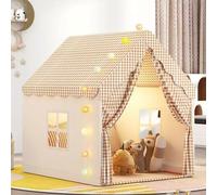 Kids Tent Playhouse with Star Lights and Carrying Bag, Indoor and Outdoor Washable Tent for Toddlers(Khaki2)