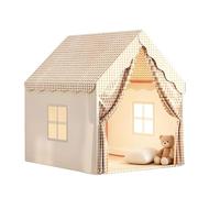 Kids Tent Playhouse with Star Lights and Tote Bags, Kids Play Tent Indoor & Outdoor, Washable Teepee Tent for Boys & Girls,Toy House for Toddler, Neutral Color Play Room Furniture (Beige-2)
