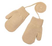 Kids Thermal Knitted Mittens with String 1-4 Years Boys Girls Winter Warm Fleece Mittens Toddler Hanging Neck Full Finger Gloves Magic Stretch Mitten Baby Soft Stretchy Warm Glove for Winter Outdoor