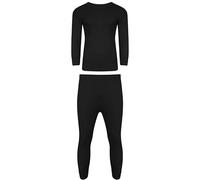 Kids Thermal Underwear Set Long Johns & Long Sleeve Top Warm Winter Base Layer 0.45 Tog Brushed Cotton Polyester Thermal Underwear for Boys and Girls- Black Top & Bottom Set 9-10 Y