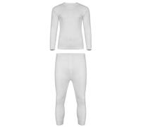 Kids Thermal Underwear Set Long Johns & Long Sleeve Top Warm Winter Base Layer 0.45 Tog Brushed Cotton Polyester Thermal Underwear for Boys and Girls- White Top & Bottom Set 13-14 Y