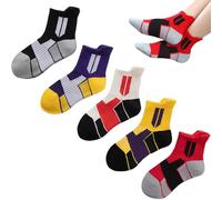 Kids Thermal Warm Merino Wool Socks - Perfect for Walking Toddlers - Boys and Girls Winter Thick Heavy Cosy Cabin Boot Crew Hiking Striped Socks in a Pack of 5 Pairs (UK, Age, One Size, M, Type-A)