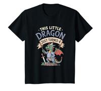 Kids This Little Dragon Just Turned 4 - 4th Birthday Boys Dragon T-Shirt