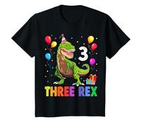 Kids Three Rex 3rd Birthday Third Dinosaur 3 Year Old T-Shirt
