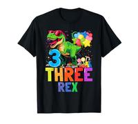 Kids Three Rex 3rd Birthday Third Dinosaur 3 Year Old T-Shirt
