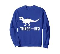 Kids Three Rex 3rd Birthday Third Dinosaur Boy 3 Years Sweatshirt, Adult Unisex, Royal Blue, Medium