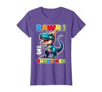 Kids Three Rex Birthday Party Outfit Dinosaur 3 Year Old Boy T-Shirt