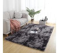 Kids Tie Dye Fluffy Soft Rug Large Anti Skid Fuzzy Shag Faux Fur Area Carpet for Children's Bedroom & Living Room Modern Indoor Home Decor Black 100 x 160cm