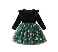 Kids Toddler Baby Girl Christmas Dress,Long Sleeve Princess Mesh Dress Fancy For Teens Girls Santa Claus Outfit Children's Costumes My First Clothes Funny Hat (Green#A,5-6 Years)