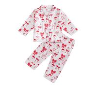 Kids Toddler Baby Girl Christmas Pyjamas Set Santa Print Xmas Pjs Button Long Sleeve Pajamas 2 Piece Pj Shirt + Pants Sleepwear Nightwear (Red Bow Santa Print, 2-3 Years)