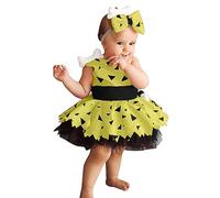 Kids Toddler Baby Girl Flintstone Costume with Headband Boy Bam Bam Historical Stone Age Cavegirl Caveman Cosplay Halloween Outfit for Infant Baby and Little Girls